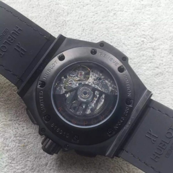 Replica Hublot Big Bang King Power 48mm PVD Black Dial Yellow Hands Gummy Strap A7750