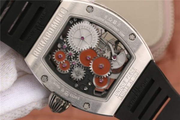 Replica Richard Mille RM018 Hommage a Boucheron SS Brown Skeleton Dial Black Rubber Strap 6T51