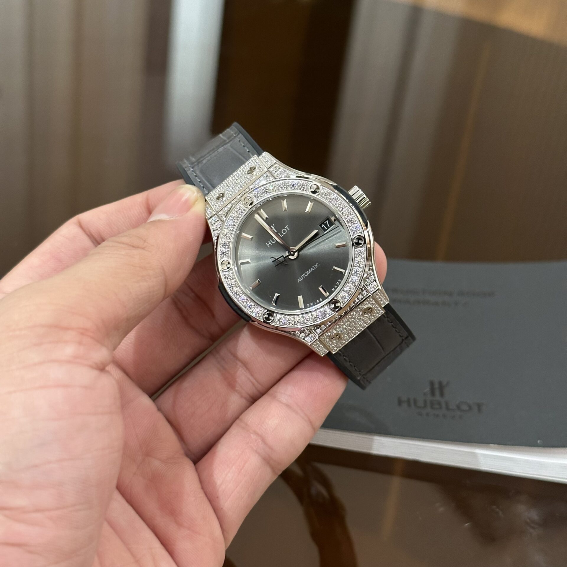 Hublot Classic Fusion Grey Dial With Diamond Bezel HB Factory 38mm