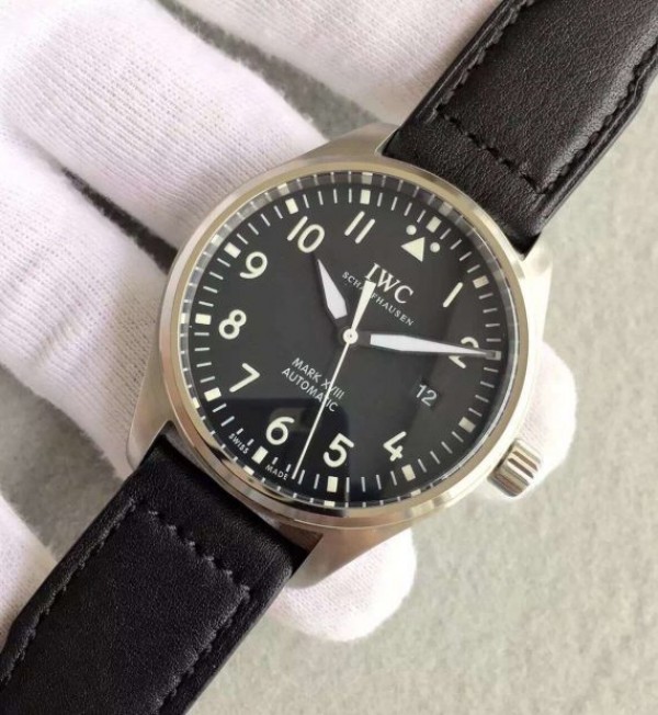 Replica IWC MKF Mark XVIII IW327001 Black Dial Leather Strap