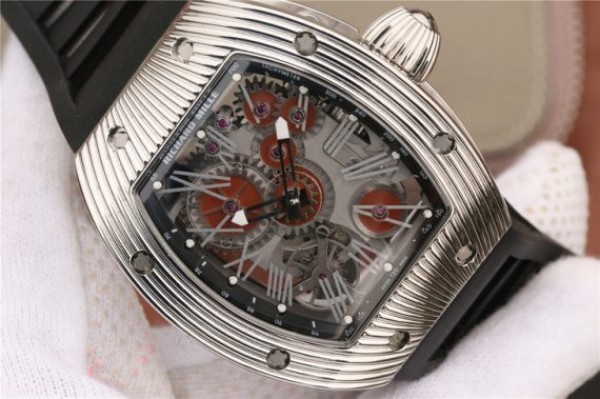 Replica Richard Mille RM018 Hommage a Boucheron SS Brown Skeleton Dial Black Rubber Strap 6T51