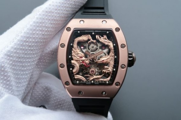 Replica Richard Mille RM057 Dragon Phoenix RG Case RG Dragon Dial Black Rubber Strap