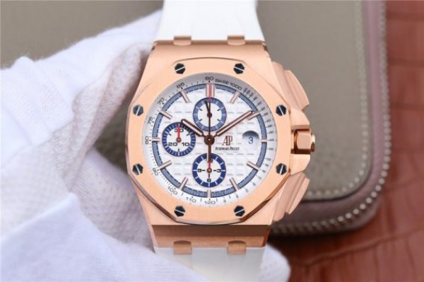 Replica Audemars Piguet Royal Oak Offshore 44mm RG Summer Edition JF White Rubber Strap A3126
