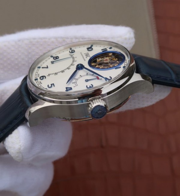 Replica IWC AZ Portuguese Tourbillon IW5046 White Dial Blue Markers