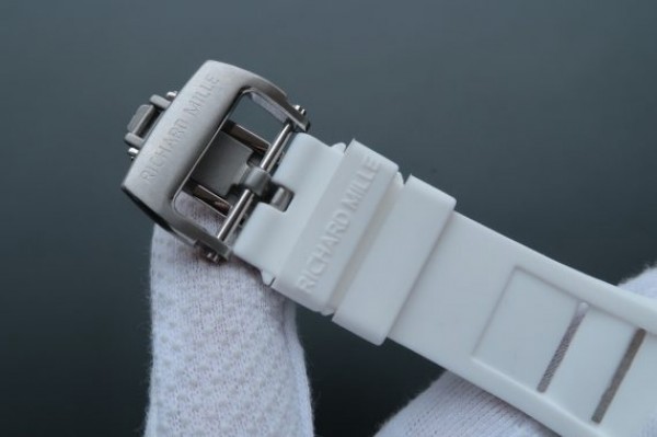 Replica Richard Mille RM052 White Ceramic Diamonds Skull Dial White Rubber Strap MIYOTA8215