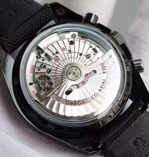 Replica Omega Speedmaster Moonwatch PVD Chrono Black Dial Nylon Strap A9300