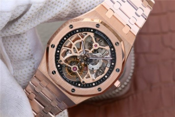 Replica Audemars Piguet Royal Oak Tourbillon Extra-Thin Openworked RG Skeleton Dial RG Bracelet
