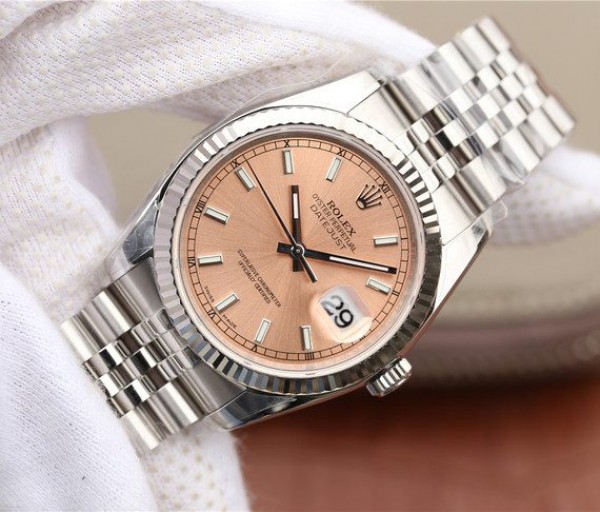Replica Rolex DateJust 36mm SS 116234 ARF Pink Dial Stick Markers 904L SS Oyster Bracelet SA3135