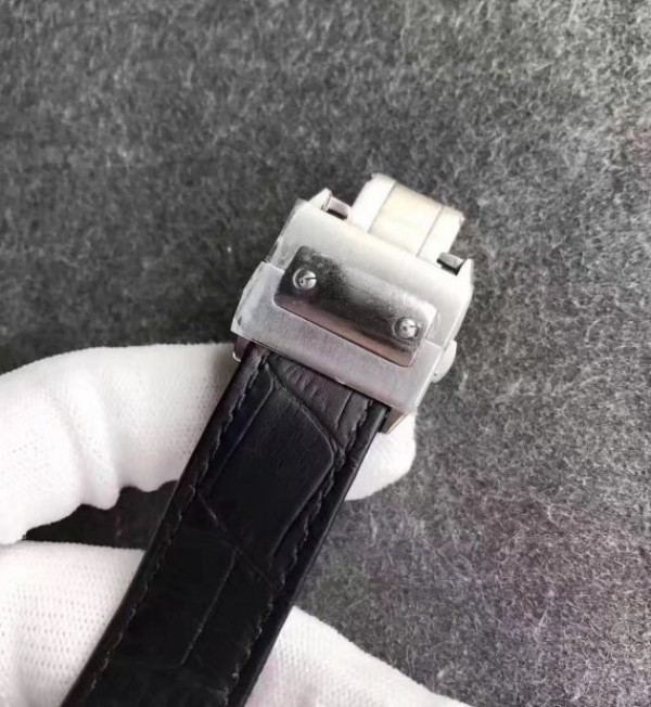 Replica Cartier Santos 100 33mm SS White Dial Black Leather Strap SEIKO NH05A