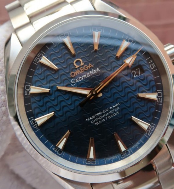 Replica Omega Aqua Terra 150M Blue Wave Textured Dial SS Bracelet A8500