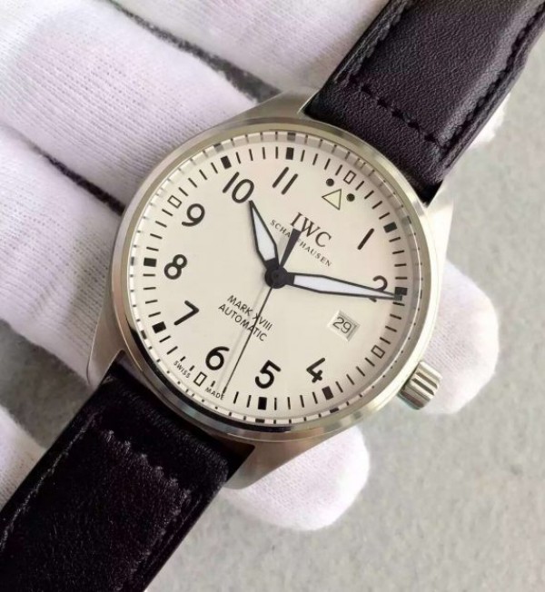 Replica IWC MKF Mark XVIII IW327002 White Dial Leather Strap A2892