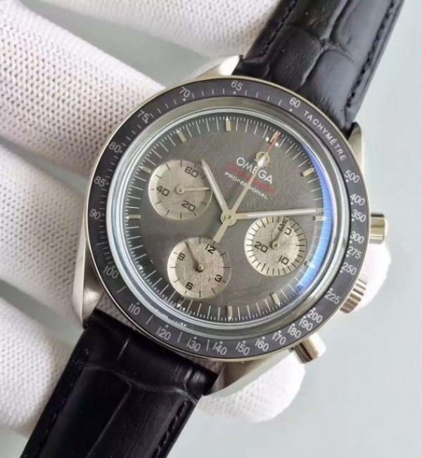 Replica Omega Speedmaster Apollo 17 40th anniversary Gray Dial Leather Strap Manual Winding