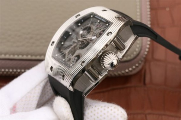 Replica Richard Mille RM018 Hommage a Boucheron SS Black Skeleton Dial Black Rubber Strap 6T51