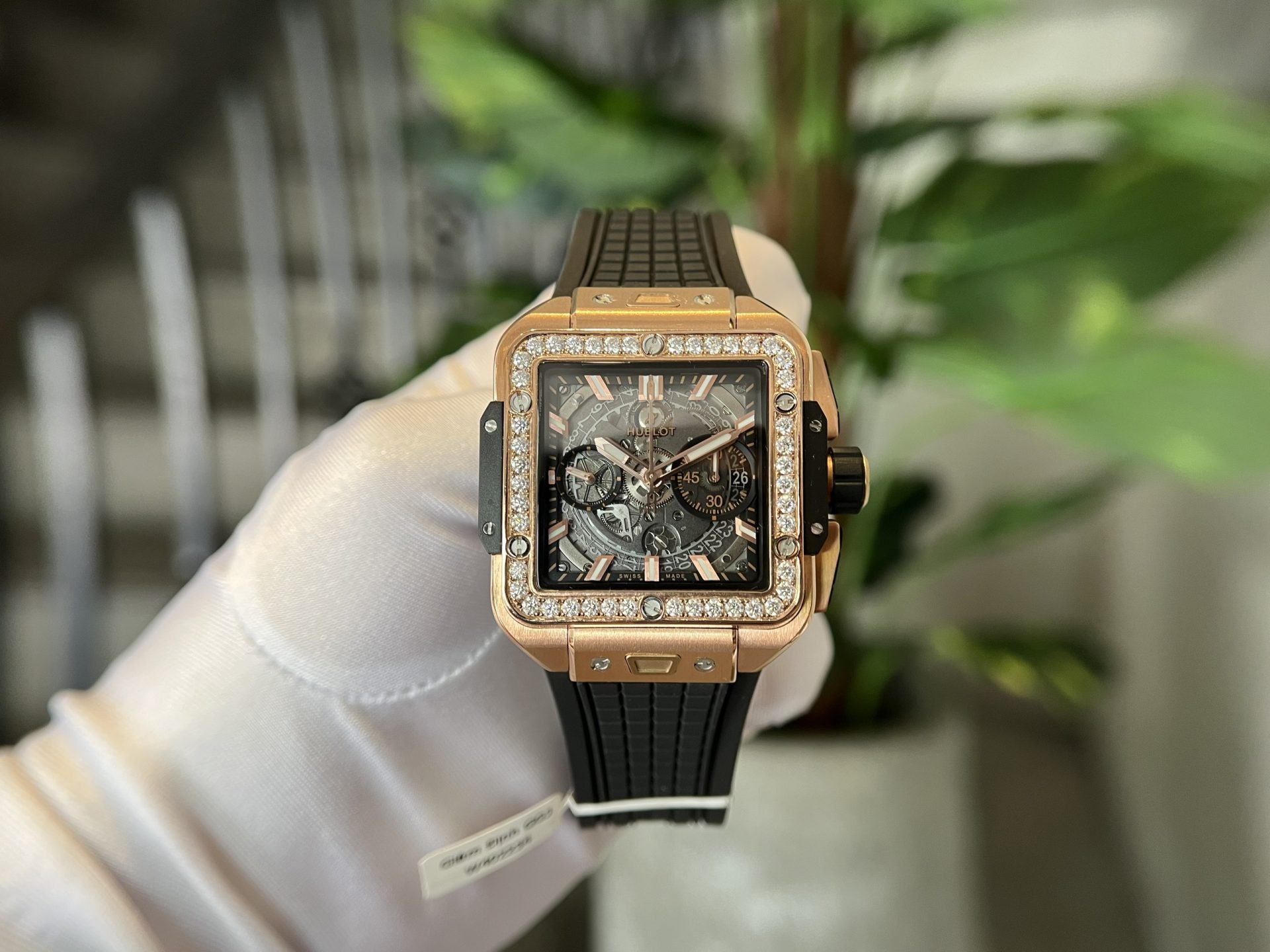 Hublot Best Replica Watch Square Bang King Gold Custom Moissanite Diamonds BBF 42mm