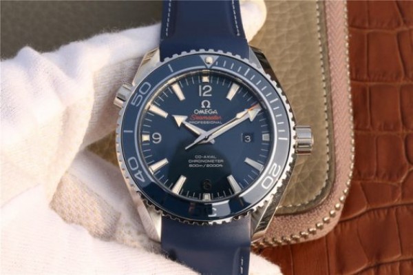 Replica Omega Planet Ocean Professional Blue Liquidmetal Bezel 45mm OMF Rubber Strap A8500