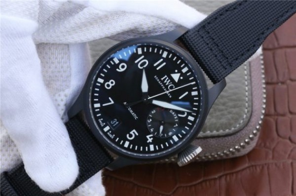Replica IWC Big Pilot Real PR IW502001 Real Ceramic ZF V2 Black Calfskin Strap A51111