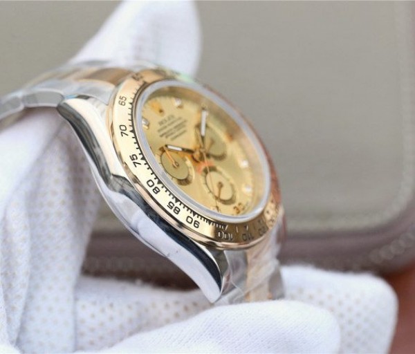Replica Rolex Daytona 116523 Thick YG Wrapped YG Dial Diamonds Markers SS/YG Bracelet A7750
