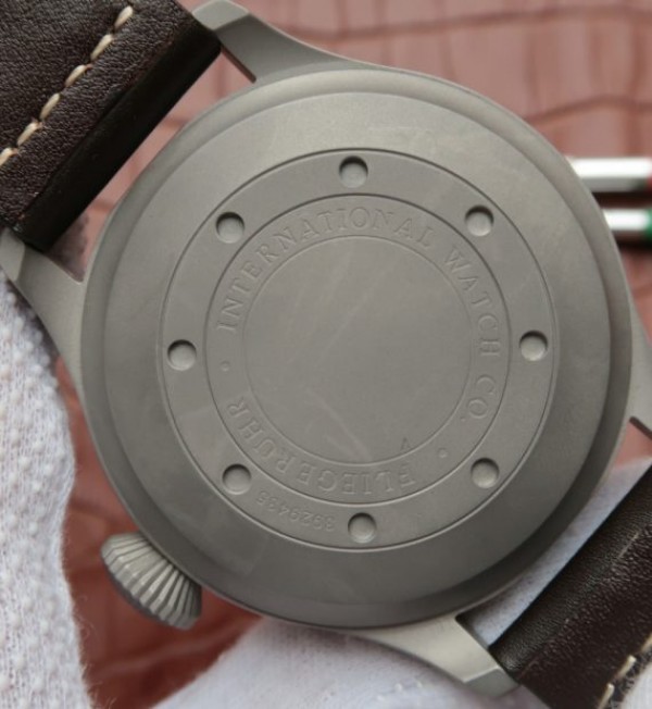 Replica IWC Big Pilot Custom Made Sandblasted Case Blue Dial Leather Strap