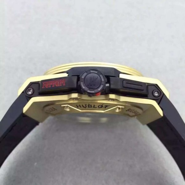 Replica Hublot Big Bang Ferrari Limited Edition YG Black Dial Black Rubber Strap A7753