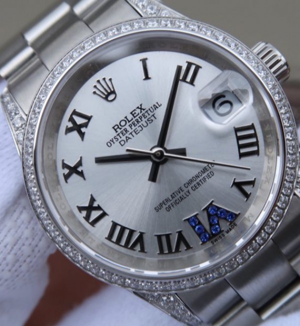 Replica Rolex DateJust 31mm 178383 Diamonds Bezel Roman Markers White Dial A2235
