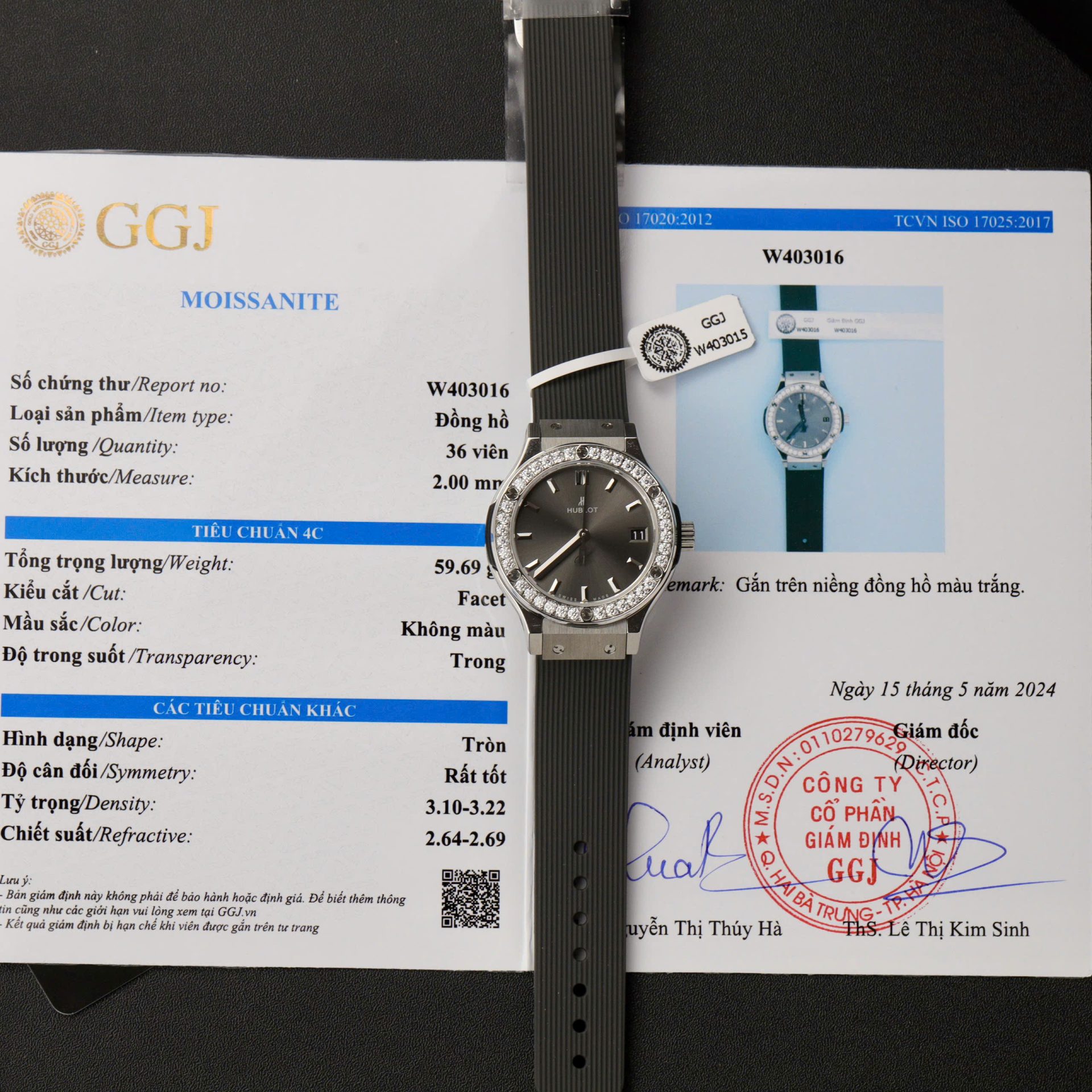 Hublot Classic Fusion Replica Watch Custom Moissanite Diamonds Gray 33mm