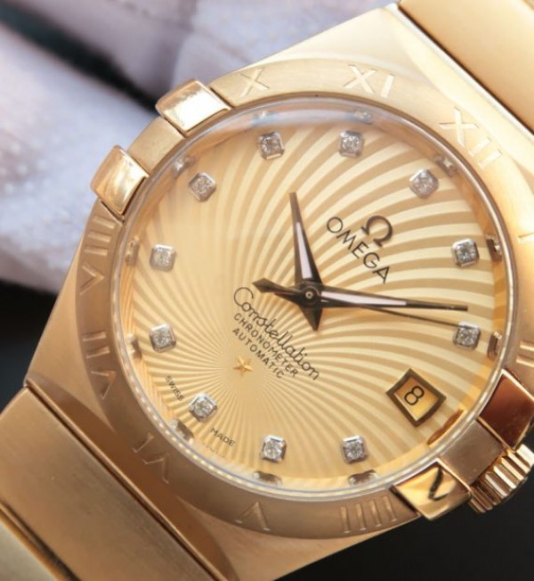 Replica Omega V6 Constellation 123.20.35 YG Case Yellow Dial