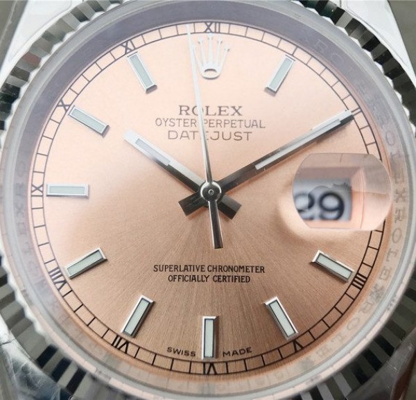 Replica Rolex DateJust 36mm SS 116234 ARF Pink Dial Stick Markers 904L SS Oyster Bracelet SA3135