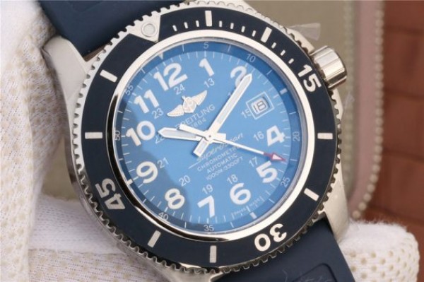Replica Breitling SuperOcean  II 44mm GF Blue Dial Blue Rubber Strap A2824