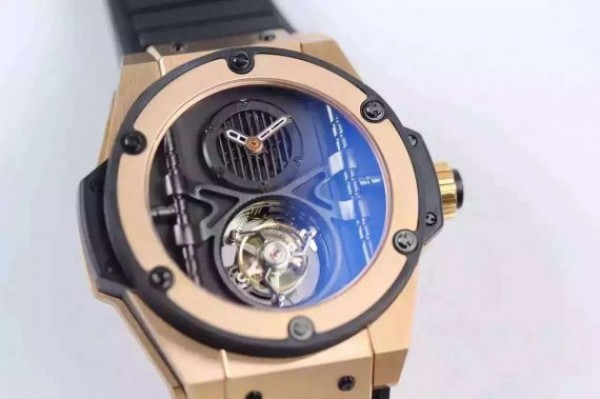 Replica Hublot Big Bang 44mm Vendome Real Tourbillon Rose Gold Black Rubber Strap