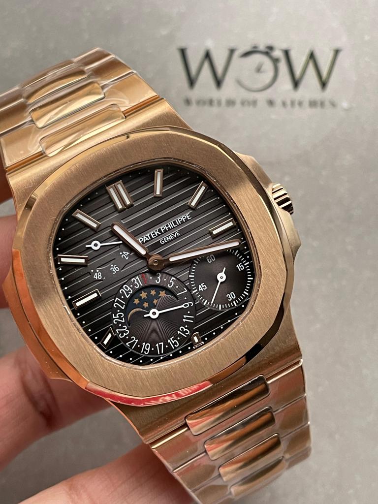 Replica PATEK PHILIPPE Nautilus Moon Phases 5712 RG Grey Dial on RG Bracelet PPF A240