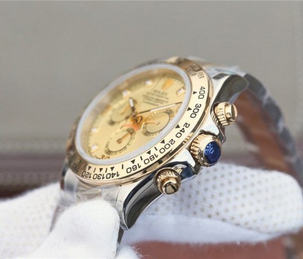 Replica Rolex Daytona 116523 Thick YG Wrapped YG Dial Diamonds Markers SS/YG Bracelet A7750