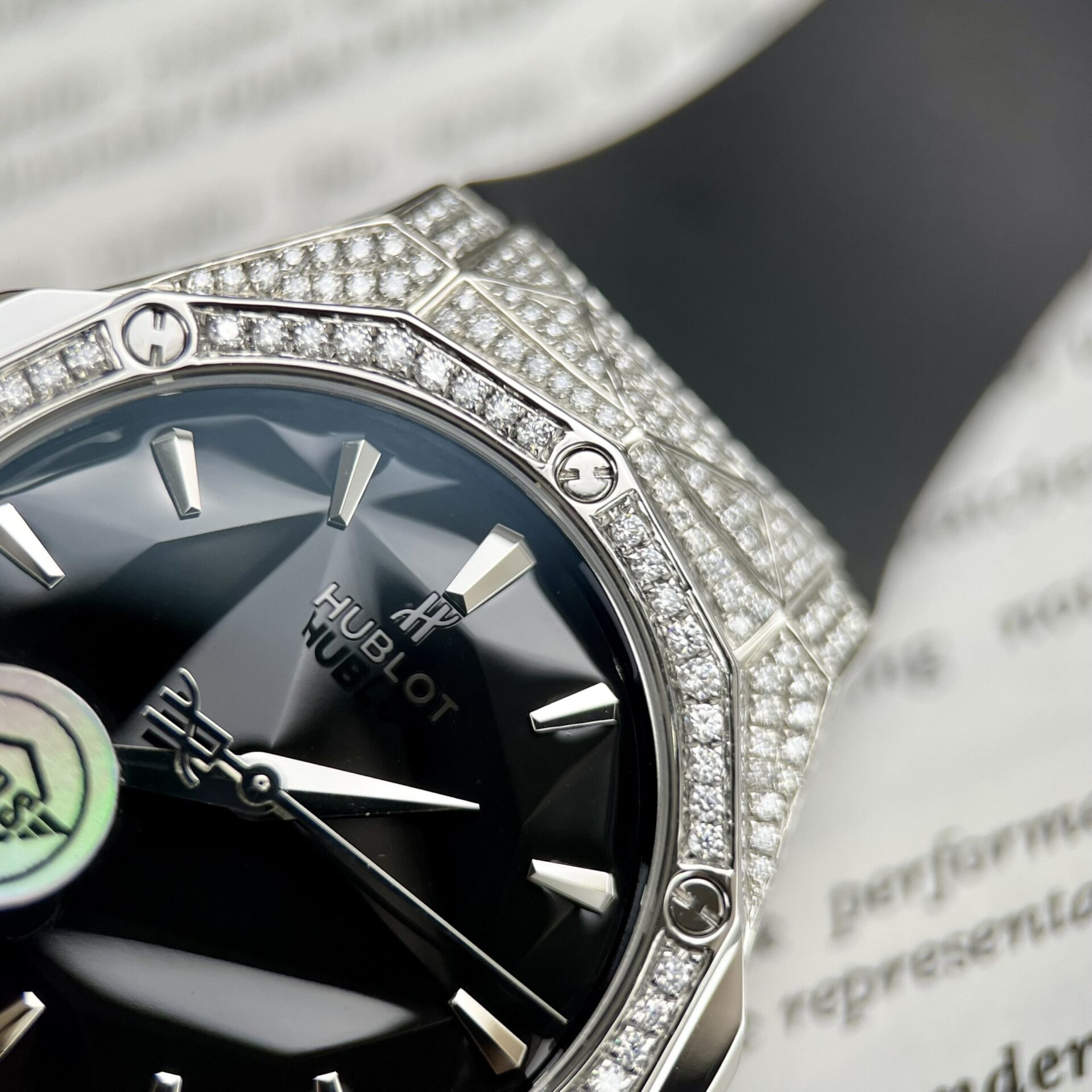 Hublot Orlinski Replica Watch Black Dial Custom Moissanite Diamonds APS Factory 40mm