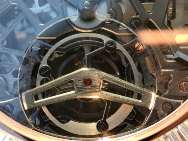 Replica Hublot Classic Fusion Tourbillon 42mm TF RG Skeleton Dial Black Gummy Strap A23J