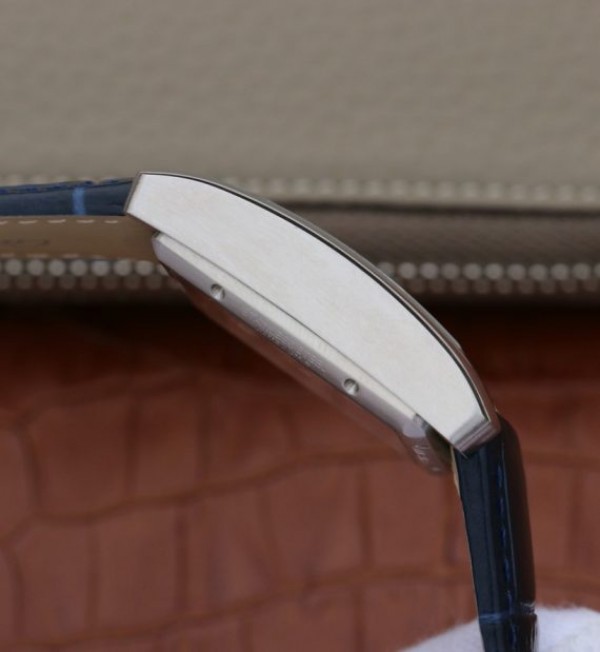 Replica Cartier Tank MC SS Blue Textured Dial Blue Leather Strap