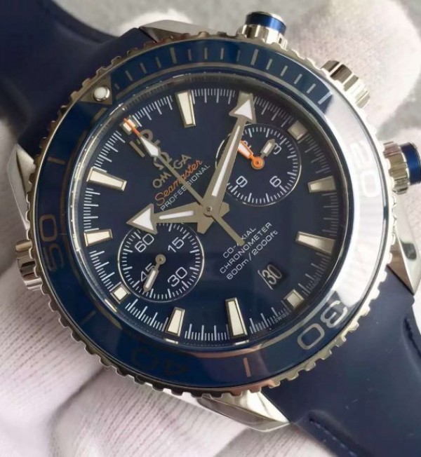 Replica Omega Seamaster Professional Chronograph Blue Bezel Blue Dial Rubber Strap A9900