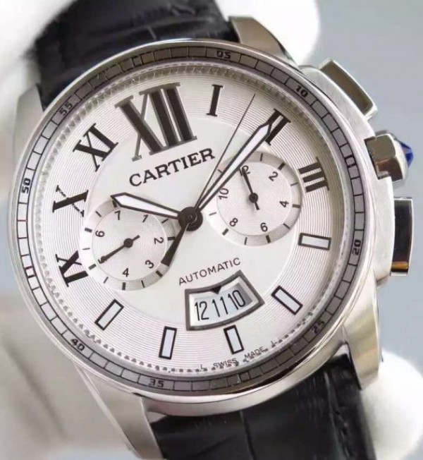 Replica Cartier JF Cartier Calibre de Cartier SS Chronograph White Dial Miyota 9100