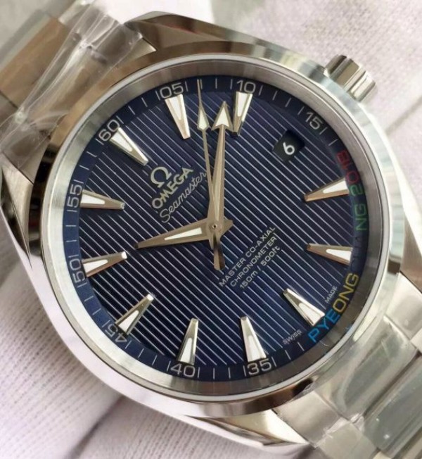 Replica Omega XF Seamaster CO-AXIAL Master PyeongChang 2018 Blue Dial SS Bracelet A8500