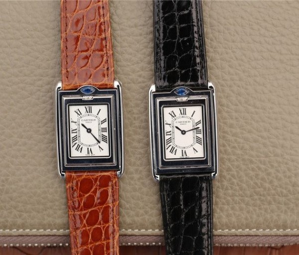 Replica Cartier Tank Reversible White Dial Leather Strap