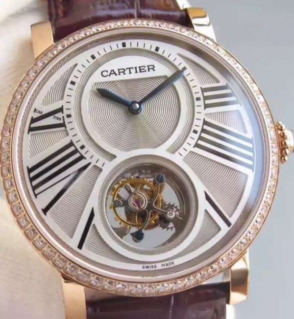 Replica Cartier Rotonde De Cartier Tourbillon RG Diamonds Bezel