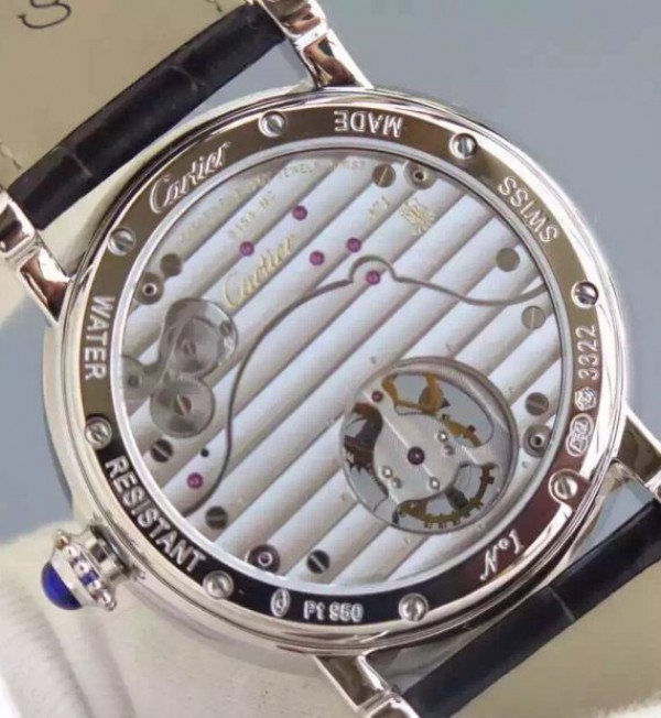Replica Cartier Rotonde De Cartier Tourbillon Diamonds Bezel Blue Dial