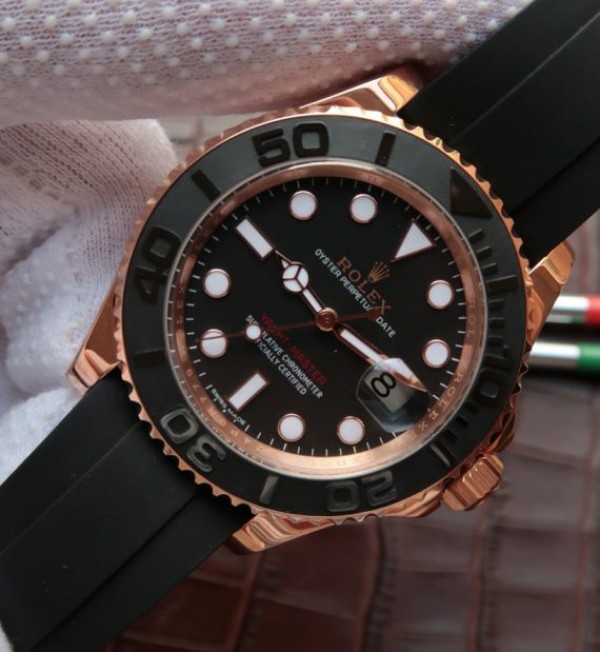 Replica Rolex Yacht-Master 116655 Noob Black Ceramic Bezel Rubber Strap A2836