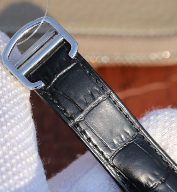 Replica Cartier TWF Ballon Bleu 46mm Black Textured Dial Leather Strap MIYOTA9015