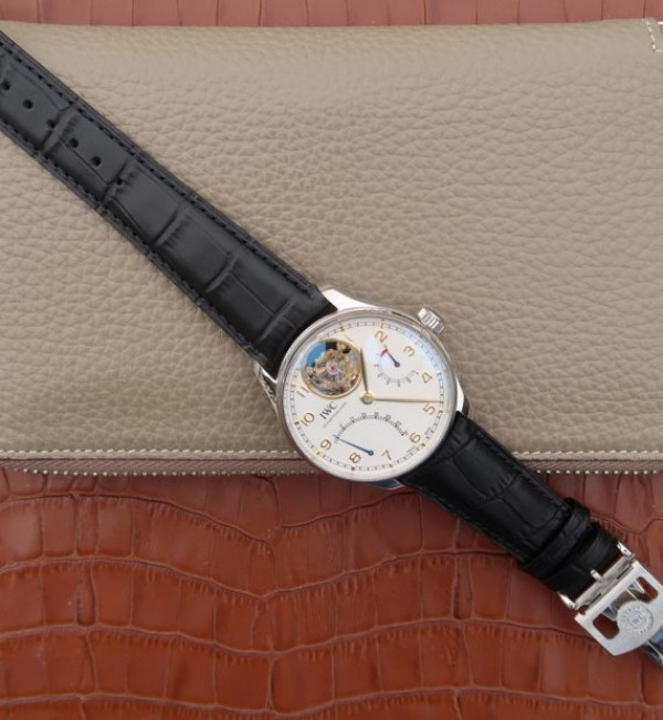 Replica IWC AZ Portuguese Tourbillon IW5046 White Dial YG Markers