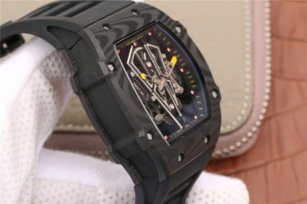 Replica Richard Mille RM027-03 Full Black Carbon Skeleton Dial Black Rubber Strap 6T51