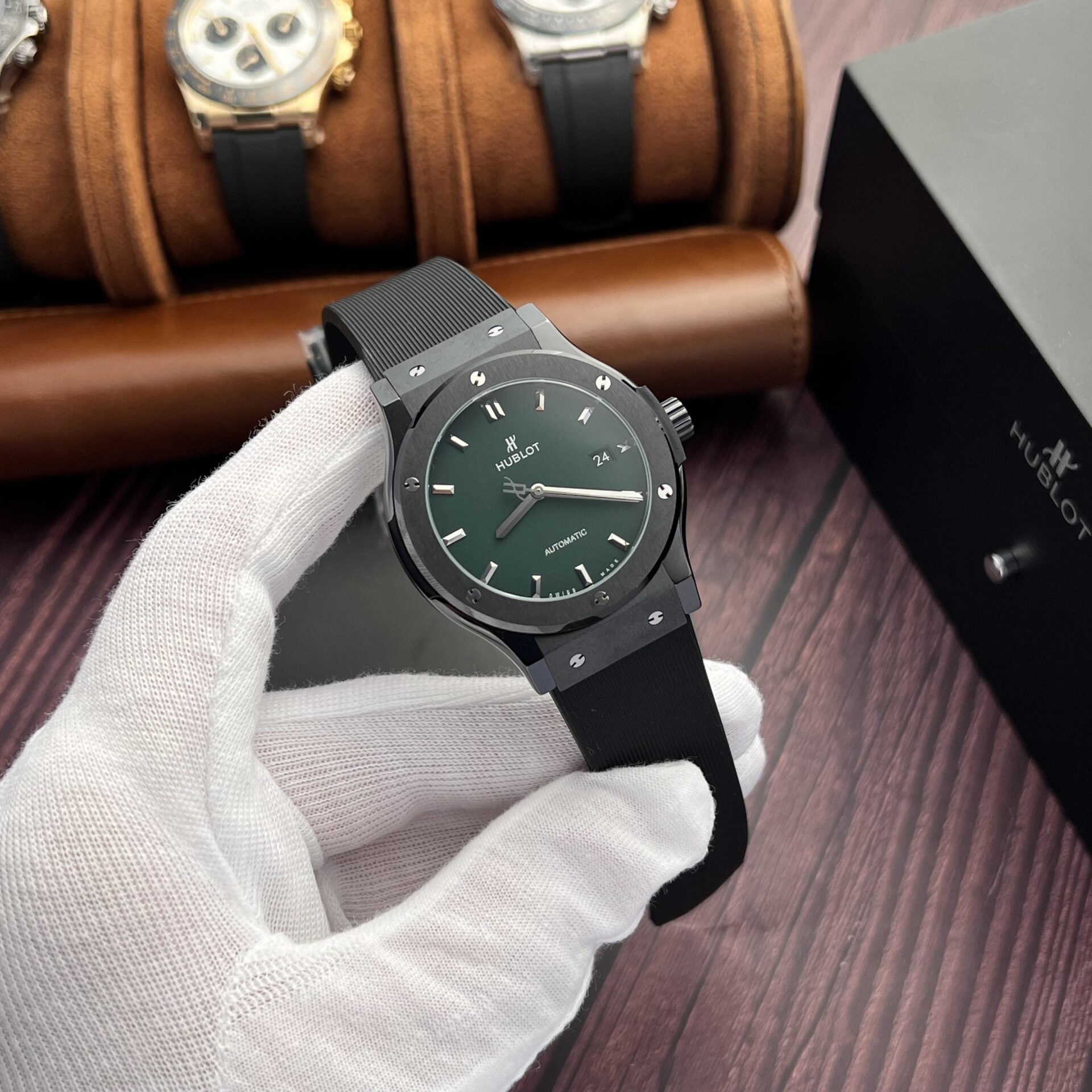 Hublot Classic Fusion Ceramic Replica Watch Green Dial JJZ 42mm
