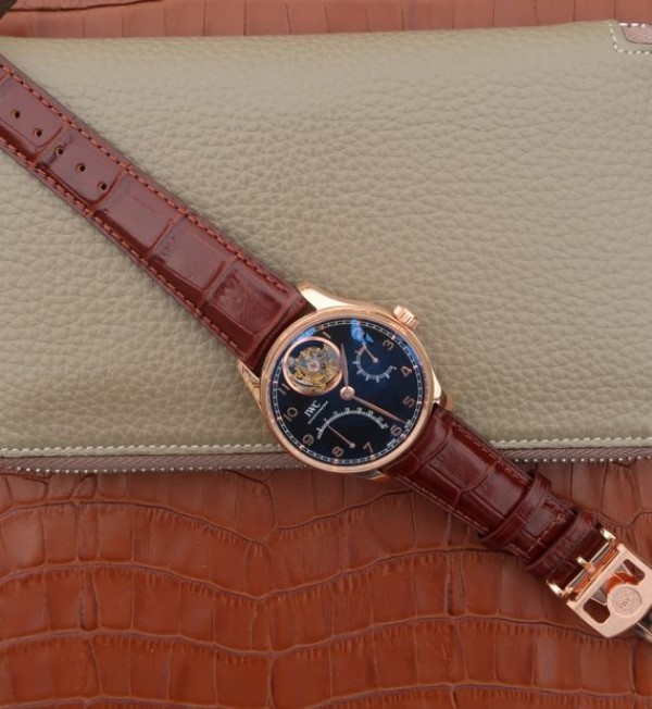 Replica IWC AZ Portuguese Tourbillon IW5046 RG Black Dial
