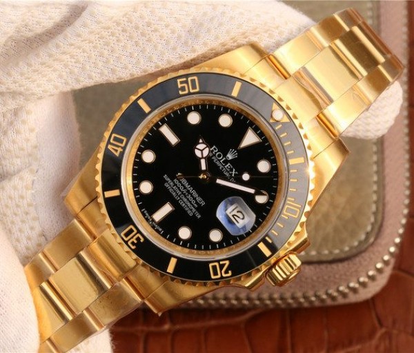 Replica Rolex Submariner 116613 LN YG Wrapped Black Dial YG Wrapped Bracelet Eta2836