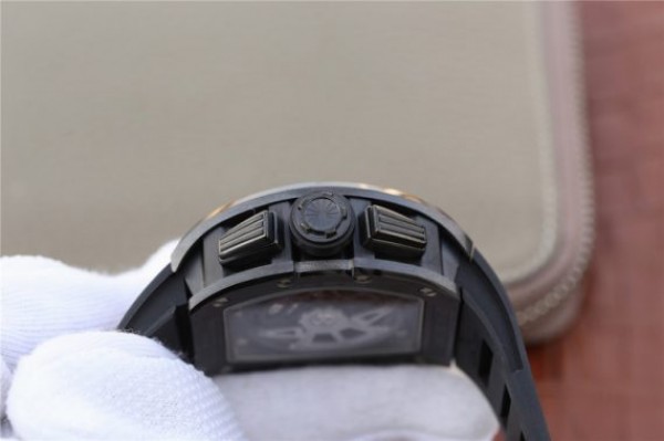 Replica Richard Mille RM011 Black Ceramic PVD Chrono Skeleton Dial Black Rubber Strap A7750
