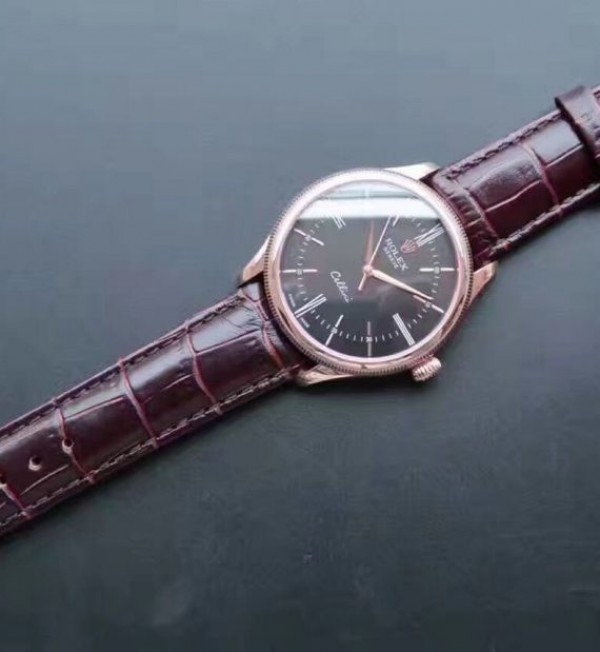 Replica Rolex MK Cellini Time 50505 RG Rome Leather Strap A3165
