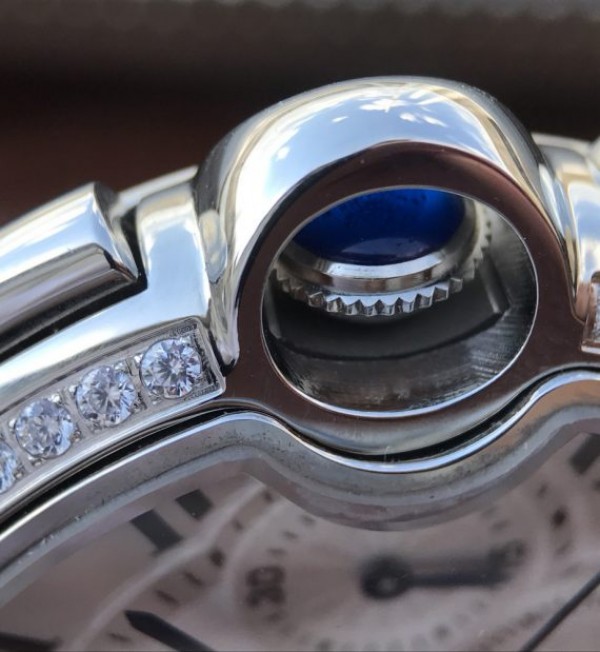 Replica Cartier Ballon Bleu De Cartier Chrono SS White Dial Diamonds Bezel A8101